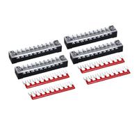 sourcing map 4 Pcs Dual Row Terminal Block, 600V 15A 10 Positions Screw Terminal Block with 4PCS Pre-Insulated Barrier Strips for Power System, Home Appliances
