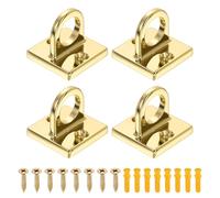 sourcing map 4 Pcs Eye Plate Hook, Zinc Alloy Metal Ceiling Hook Eye Pad Loop with 8 Screws 8 Expansion Screws for Ropes Chains Hanging Signs Barrier Lines Hanging Plants, Titanium Tone