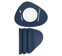Sourcing Map 4 Pcs Faux Leather Placemats for Dinner Table, PU Leather Drop-Shaped Table Mats Heat Resistant Waterproof Oil Proof Kitchen Mats (Deep Blue)