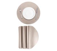 Sourcing Map 4 Pcs Faux Leather Placemats for Dinner Table, PU Leather Round Table Mats Heat Resistant Waterproof Oil Proof Kitchen Mats (Champagne)