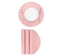 sourcing map 4 Pcs Faux Leather Placemats for Dinner Table, PU Leather Round Table Mats Placemats Heat Resistant Waterproof Oil Proof Kitchen Placemats (Pink)