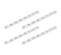 sourcing map 4 Pcs Flat Straight Brace Brackets, 9.6 x 0.7 Inch Mending Plates, Connector Furniture Repair Fixing Joint, Stainless Steel, Silver
