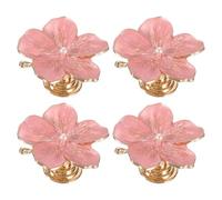 sourcing map 4 Pcs Flower Knobs Metal Cabinet Drawer Knob Pink | Pearl Flower Petal Handles Dresser Knobs for Cupboard Cabinet Closet Door Pulls Decorative Furniture
