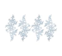 sourcing map 4 Pcs Flower Lace Appliques 3D Embroidery Lace Patch Sewing Addition Embellishments for Wedding Bridal Dress Clothes DIY Crafts Accessories Decoration, Light Blue (23cm)