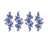 sourcing map 4 Pcs Flower Lace Appliques 3D Embroidery Lace Patch Sewing Addition Embellishments for Wedding Bridal Dress Clothes DIY Crafts Accessories Decoration, Sapphire Blue (23cm)