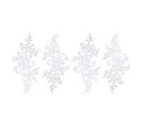 sourcing map 4 Pcs Flower Lace Appliques 3D Embroidery Lace Patch Sewing Addition Embellishments for Wedding Bridal Dress Clothes DIY Crafts Accessories Decoration, Bright White (23cm)