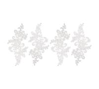 sourcing map 4 Pcs Flower Lace Appliques 3D Embroidery Lace Patch Sewing Addition Embellishments for Wedding Bridal Dress Clothes DIY Crafts Accessories Decoration, White (23cm)