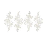 sourcing map 4 Pcs Flower Lace Appliques 3D Embroidery Lace Patch Sewing Addition Embellishments for Wedding Bridal Dress Clothes DIY Crafts Accessories Decoration, Light Gold (23cm)
