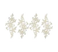 sourcing map 4 Pcs Flower Lace Appliques 3D Embroidery Lace Patch Sewing Addition Embellishments for Wedding Bridal Dress Clothes DIY Crafts Accessories Decoration, Gold (23cm)