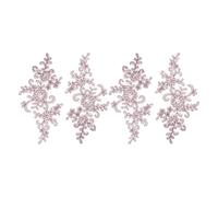 sourcing map 4 Pcs Flower Lace Appliques 3D Embroidery Lace Patch Sewing Addition Embellishments for Wedding Bridal Dress Clothes DIY Crafts Accessories Decoration, Dark Pink (23cm)
