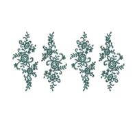 sourcing map 4 Pcs Flower Lace Appliques 3D Embroidery Lace Patch Sewing Addition Embellishments for Wedding Bridal Dress Clothes DIY Crafts Accessories Decoration, Army Green (23cm)