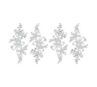 sourcing map 4 Pcs Flower Lace Appliques 3D Embroidery Lace Patch Sewing Addition Embellishments for Wedding Bridal Dress Clothes DIY Crafts Accessories Decoration, Silver (23cm)