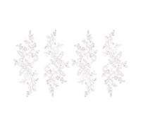 sourcing map 4 Pcs Flower Lace Appliques 3D Embroidery Lace Sequin Patch Sewing Addition Embellishments for Wedding Bridal Dress Clothes DIY Crafts Accessories Decoration, White (24cm)