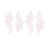 sourcing map 4 Pcs Flower Lace Appliques 3D Embroidery Lace Sequin Patch Sewing Addition Embellishments for Wedding Bridal Dress Clothes DIY Crafts Accessories Decoration, Pink (24cm)
