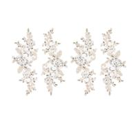 sourcing map 4 Pcs Flower Lace Appliques 3D Embroidery Lace Sequin Patch Sewing Addition Embellishments for Wedding Bridal Dress Clothes DIY Crafts Accessories Decoration, Gold (24cm)