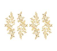 sourcing map 4 Pcs Flower Lace Appliques 3D Embroidery Lace Sequin Patch Sewing Addition Embellishments for Wedding Bridal Dress Clothes DIY Crafts Accessories Decoration, Bright Gold (24cm)