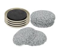 sourcing map 4 Pcs Furniture Sliders, 5" Plastic Removable Reusable Round Sliding Pads, Dual-purpose Chair Glides with Hardwood Sock for Carpeted Tile Vinyl Hardwood Floor, Beige