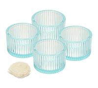 sourcing map 4 Pcs Glass Tea Light Candle Holder, Round Ribbed Glass Votive Candle Holder for Table Centerpiece, Home Decor and Party Supplies(Light Blue)
