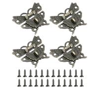 sourcing map 4 Pcs Hasp Latch, 43 x 50mm Butterfly Decorative Retro Box Toggle Latch Single Padlock Hole Buckle Hasp Clasp with Screws for Jewelry Box Suitcase Toolbox Wooden Case, Bronze