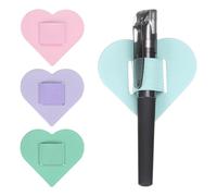 sourcing map 4 Pcs Heart Pen Loop Holder for Notebook, Self Adhesive Pen Holder PU Leather Pencil Elastic Loop Designed for Tablet, Journals Clipboards Notebooks(Pink/Purple/Green/Blue, Style1)