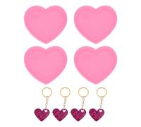 sourcing map 4 Pcs Heart Resin Moulds, Silicone Epoxy Mould Kit with Hole for Pendant Keychains Ornament Jewelry Resin Art Crafts Making DIY Crafts, Pink