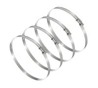 sourcing map 4 Pcs Hose Clamps, 6.1-7 Inch 304 Stainless Steel Adjustable Worm Gear Hose Clamp for Plumbing Automotive Hose Fuel Line Pipe Clamps, Silver