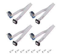 sourcing map 4 Pcs IDC Flat Ribbon Cable, 2.54mm Pitch 11.5mm Width 20cm Long 10Pin DB9 Male to FC-10P Flat Ribbon Connector with Fixed Screws Jumper Wire for PC, LED Displays