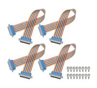 sourcing map 4 Pcs IDC Rainbow Wire Flat Ribbon Cable DB25 Male to DB25 Female 11.8 Inch Length 2.54mm Pitch Breadboard Jumper Wires for Electronic Projects