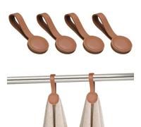 sourcing map 4 Pcs Kitchen Magnetic Towel Clips, Leather Towel Holder Clip Multi-Purpose Hand Hooks Kitchen Accessories for Oven Handles Bars Racks, Brown