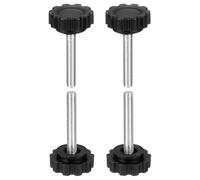 sourcing map 4 Pcs Knurled Knobs Handles M5 x 30mm (0.8mm Pitch) Male Thread Metric Carbon Steel Hand Tightening Clamping Screws Threaded Stud Knob Bolts for Woodworking Jigs, Black