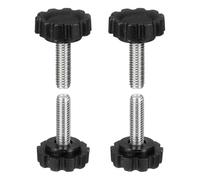 sourcing map 4 Pcs Knurled Knobs Handles M6 x 20mm (1mm Pitch) Male Thread Metric Carbon Steel Hand Tightening Clamping Screws Threaded Stud Knob Bolts for Woodworking Jigs, Black