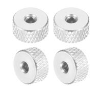 sourcing map 4 Pcs Knurled Thumb Nuts, M3 x 10 mm x 5 mm Female Aluminum Flat Through Hole Lock Adjusting Nuts Handle Knob Fasteners for 3D Printer Parts, Machine, DIY, Silver Tone