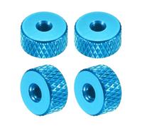 sourcing map 4 Pcs Knurled Thumb Nuts, M3 x 10 mm x 5 mm Female Aluminum Flat Through Hole Lock Adjusting Nuts Handle Knob Fasteners for 3D Printer Parts, Machine, DIY, Sky Blue