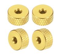 sourcing map 4 Pcs Knurled Thumb Nuts, M3 x 10 mm x 5 mm Female Aluminum Flat Through Hole Lock Adjusting Nuts Handle Knob Fasteners for 3D Printer Parts, Machine, DIY, Yellow