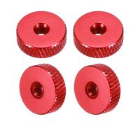 sourcing map 4 Pcs Knurled Thumb Nuts, M3 x 12 mm x 4 mm Female Aluminum Flat Through Hole Lock Adjusting Nuts Handle Knob Fasteners for 3D Printer Parts, Machine, DIY, Wine Red