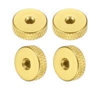 sourcing map 4 Pcs Knurled Thumb Nuts, M3 x 12 mm x 4 mm Female Aluminum Flat Through Hole Lock Adjusting Nuts Handle Knob Fasteners for 3D Printer Parts, Machine, DIY, Yellow