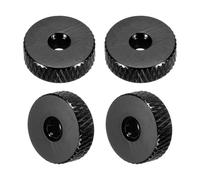 sourcing map 4 Pcs Knurled Thumb Nuts, M3 x 12 mm x 4 mm Female Aluminum Flat Through Hole Lock Adjusting Nuts Handle Knob Fasteners for 3D Printer Parts, Machine, DIY, Black