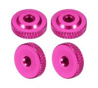sourcing map 4 Pcs Knurled Thumb Nuts, M3 x 12 mm x 4 mm Female Shoulder Aluminum Flat Through Hole Lock Adjusting Nuts Handle Knob Fasteners for 3D Printer Parts, Machine, DIY, Peach Red