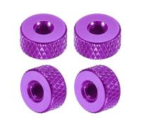 sourcing map 4 Pcs Knurled Thumb Nuts, M4 x 10 mm x 5 mm Female Aluminum Flat Through Hole Lock Adjusting Nuts Handle Knob Fasteners for 3D Printer Parts, Machine, DIY, Purple