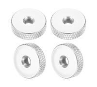 sourcing map 4 Pcs Knurled Thumb Nuts, M4 x 14 mm x 4 mm Female Aluminum Flat Through Hole Lock Adjusting Nuts Handle Knob Fasteners for 3D Printer Parts, Machine, DIY, Silver Tone