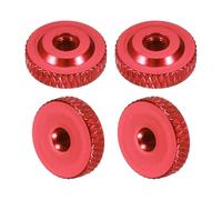 sourcing map 4 Pcs Knurled Thumb Nuts, M4 x 14 mm x 5 mm Female Shoulder Aluminum Flat Through Hole Lock Adjusting Nuts Handle Knob Fasteners for 3D Printer Parts, Machine, DIY, Wine Red