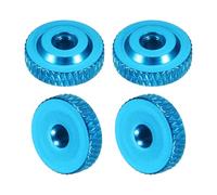 sourcing map 4 Pcs Knurled Thumb Nuts, M4 x 14 mm x 5 mm Female Shoulder Aluminum Flat Through Hole Lock Adjusting Nuts Handle Knob Fasteners for 3D Printer Parts, Machine, DIY, Sky Blue