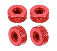 sourcing map 4 Pcs Knurled Thumb Nuts, M5 x 12 mm x 5 mm Female Aluminum Flat Through Hole Lock Adjusting Nuts Handle Knob Fasteners for 3D Printer Parts, Machine, DIY, Wine Red