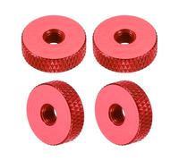 sourcing map 4 Pcs Knurled Thumb Nuts, M5 x 16 mm x 5 mm Female Aluminum Flat Through Hole Lock Adjusting Nuts Handle Knob Fasteners for 3D Printer Parts, Machine, DIY, Wine Red