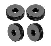 sourcing map 4 Pcs Knurled Thumb Nuts, M5 x 16 mm x 5 mm Female Aluminum Flat Through Hole Lock Adjusting Nuts Handle Knob Fasteners for 3D Printer Parts, Machine, DIY, Black