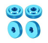 sourcing map 4 Pcs Knurled Thumb Nuts, M5 x 16 mm x 5 mm Female Shoulder Aluminum Flat Through Hole Lock Adjusting Nuts Handle Knob Fasteners for 3D Printer Parts, Machine, DIY, Sky Blue