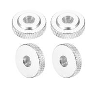 sourcing map 4 Pcs Knurled Thumb Nuts, M5 x 16 mm x 5 mm Female Shoulder Aluminum Flat Through Hole Lock Adjusting Nuts Handle Knob Fasteners for 3D Printer Parts, Machine, DIY, Silver Tone