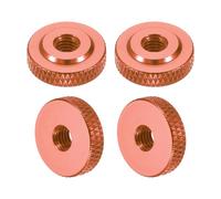 sourcing map 4 Pcs Knurled Thumb Nuts, M5 x 16 mm x 5 mm Female Shoulder Aluminum Flat Through Hole Lock Adjusting Nuts Handle Knob Fasteners for 3D Printer Parts, Machine, DIY, Orange