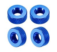 sourcing map 4 Pcs Knurled Thumb Nuts, M6 x 12 mm x 5 mm Female Aluminum Flat Through Hole Lock Adjusting Nuts Handle Knob Fasteners for 3D Printer Parts, Machine, DIY, Blue