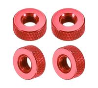sourcing map 4 Pcs Knurled Thumb Nuts, M6 x 12 mm x 5 mm Female Aluminum Flat Through Hole Lock Adjusting Nuts Handle Knob Fasteners for 3D Printer Parts, Machine, DIY, Wine Red